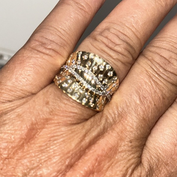 14k yellow gold and natural 1 ct te diamond concave ring size 7, 9.4 grams - Picture 3 of 8